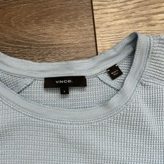 Vince Mens Waffle Knit Shirt Size Large Blue LS Thermal Y2K 90s Look Pima Cotton