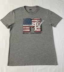 MTV Music Television American Flag Men’s Large (42/44) T-Shirt Gray Short Sleeve