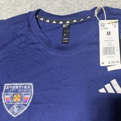 adidas Mens Cotton Jersey T-Shirt M Sporting City West Soccer Blue IC7441