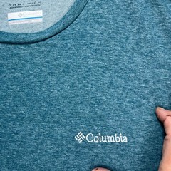 Columbia Pullover Mens XXL Teal Blue Heathered Long Sleeve Omni-Wick T-Shirt EUC