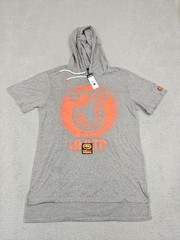 Ecko Unltd Shirt Mens Large Gray Marled Short Sleeve Hoodie Graphic EO12K821