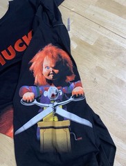 Chucky Child’s Play T-Shirt Medium 19×28 Embroidered Logo New With Tags Horror