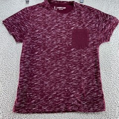 Straight Faded Mens Maroon Pocket Tshirt Short Sleeve Heather Crew Neck