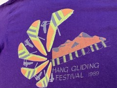 Vintage 1980s 80s 1989 Telluride Colorado Hang Gliding Festival Neon T-Shirt S M