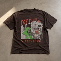 MF DOOM & Steely Dan Graphic T-Shirt Brown Mashup Hip Hop Classic Rock Tee