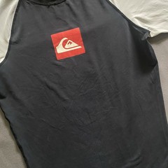 Vintage 2000s Quicksilver Surf Shirt Mens Medium Black Gray Surfing Beach Swim