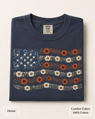 Floral American Flag Comfort Colors Shirt