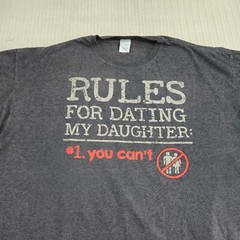 Dad Shirt Mens 2XL XXL Gray Rules for Dating My Daughter Graphic Funny Novelty