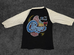 Vtg 70s Chicago Band On Tour Raglan Bootleg L RN 28205 Pakistan Autumn Rainbow