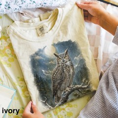 Great Horned Owl Moon Mountain Wildlife Nature Bird Comfort Tee
