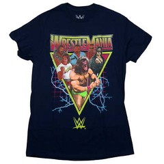 Wrestlemania T-Shirt – Retro 80s Cast in Electrified Triangle New