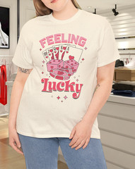 Feeling Lucky Pink Hearts Casino Graphic T-Shirt