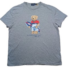 Polo Ralph Lauren Classic Fit Surfer Polo Bear T-Shirt Mens L Gray