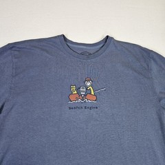 Life is Good T-Shirt Mens L Fishing Search Engine Jake Rocket Boat 100% Cotton
