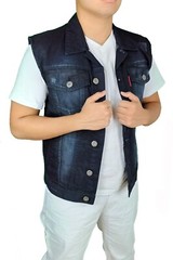MENS BIKER DENIM VEST (DIRECT MANUFACTURER TO YOU) + FREE SHIPPING