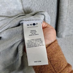 NN07 No Nationality Tee Men’s L Heather Gray Waffle Knit Crew Neck Long Sleeve