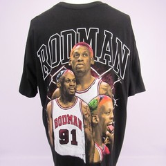 DENNIS RODMAN T-SHIRT Black Double Side Print Men’s XL Made in USA