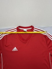Adidas Soccer Jersey Mens Red Striped XL Short Sleeve V Neck