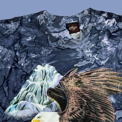Vintage 90s TShirt Four Seasons Size Large Blue Tie Dye Bald Eagle Graphic Print