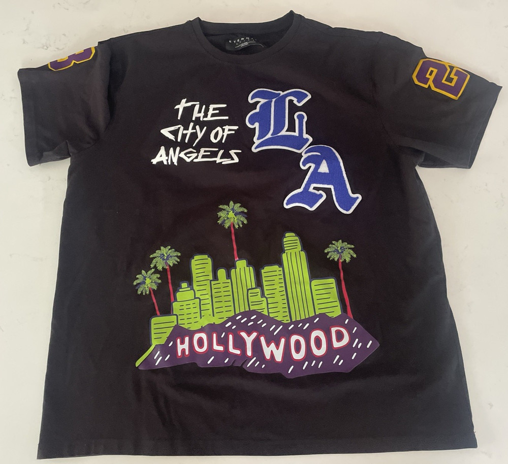 ETERNITY BC/AD Men`s T-shirt 2XL Los Angeles City of Angels LA Black 8 24 XXL
