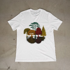 Forest Trees Reflection T Shirt Nature Scene Graphic Tee Outdoor Art Unisex