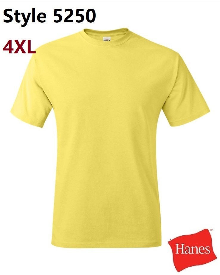 Hanes 5250 4XL Authentic Short Sleeve Men’s Cotton T-Shirt Yellow Pit to Pit 29″