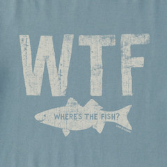 NWT Men’s Life Is Good WTF Fish Fishing Blue LITE SS Crusher Tee