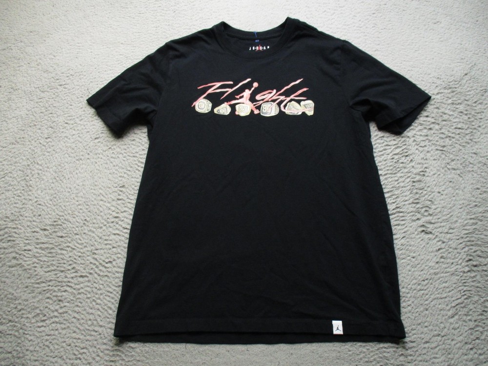 Jordan Shirt Mens L Black Flight Championship Rings Graphic Tee Basketball