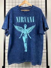 Nirvana In Utero Angel Graphic Band T-Shirt Blue Mineral Wash Grunge Men’s XL