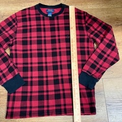 Polo Ralph Lauren Mens L Red Black Plaid Thermal Waffle Knit Shirt cabincore