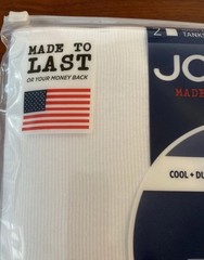 Jockey Men’s Cotton Tanks Made in America 2 Pack Size Medium New