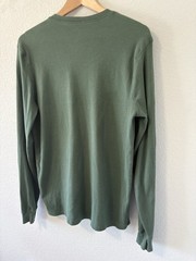 Burt’s Bees Baby Mens Medium Organic Cotton Henley Shirt Green Rib Knit Thermal