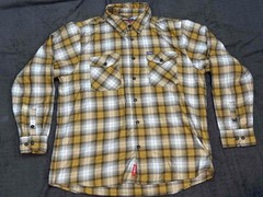 DIXXON Lager Flannel Men 2XL XXL Brown Plaid Pleated Button Up Biker Brew