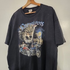Vintage 90’s Survivors Wolf Pack Biker Tee Harley Vibes Men’s XXL