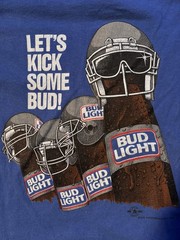 Vtg Budweiser Bud Light Beer Promo Bud Bowl 2 90’s NFL Football Tshirt Sz XL
