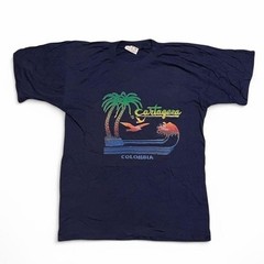 VTG 70s 80s Cartagena Columbia surf style tshirt S cotton rayon foreign tropical