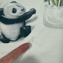 Anvil Shirt Mens 2XL White Panda Bamboo Pocket Graphic Back Print Tee Cute