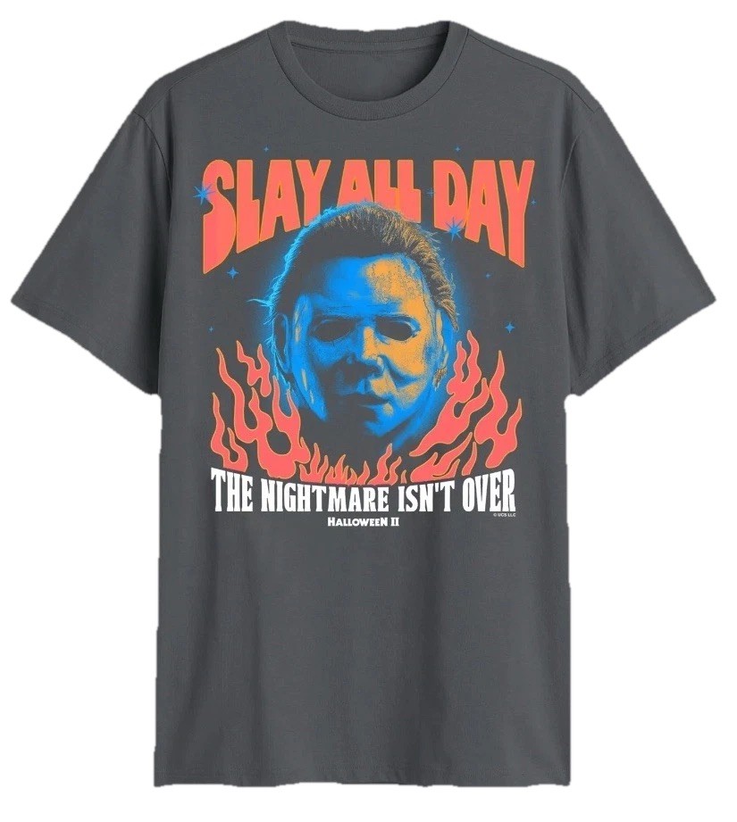 Halloween II Slay All Day Graphic T Shirt Men’s Michael Myers Fiery Mask 3XL NWT