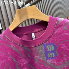 Men Designer Abstract Marble Print Cotton T-Shirt Retro Casual Short Sleeve Tee