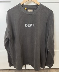 Gallery Dept. Dept Logo Men’s Long Sleeve T-Shirt Flames Sleeve “Washed Black” M