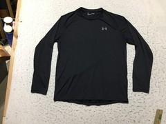 Under Armour T Shirt Mens XL Loose Black Crew Neck Long Sleeve Stretch Soft