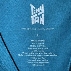 BTS TinyTAN “Let’s Go” Chibi Graphic T-Shirt Size Large Teal Blue HYBE Hot Topic