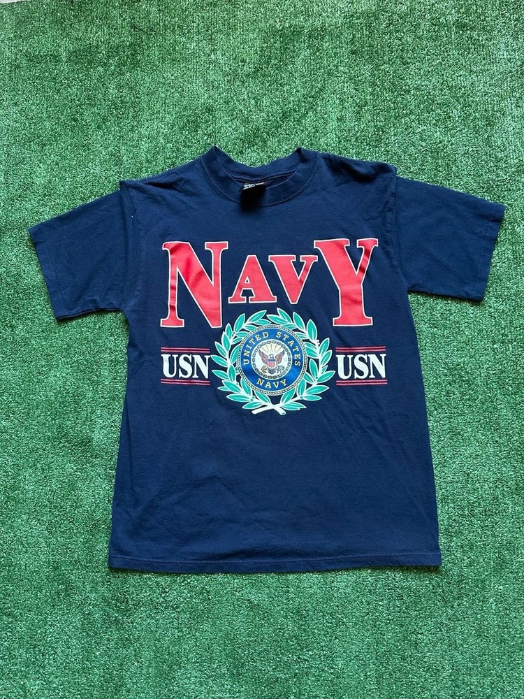 Vintage Soffe Choice US Navy Graphic T-Shirt USN Crest Logo Navy Blue Size M