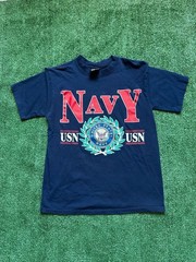 Vintage Soffe Choice US Navy Graphic T-Shirt USN Crest Logo Navy Blue Size M