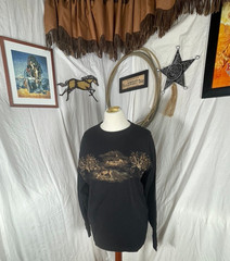 North River Mens Shirt Large Deer Rut Black Graphic Cotton Easy Care