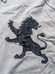 Express Mens Big English Lion Military Business Casual Blue Shirt Mens Size XL