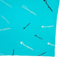 Champion Shirt Mens Medium Blue All Over Print Logo Graphic Tee T-Shirt Cotton