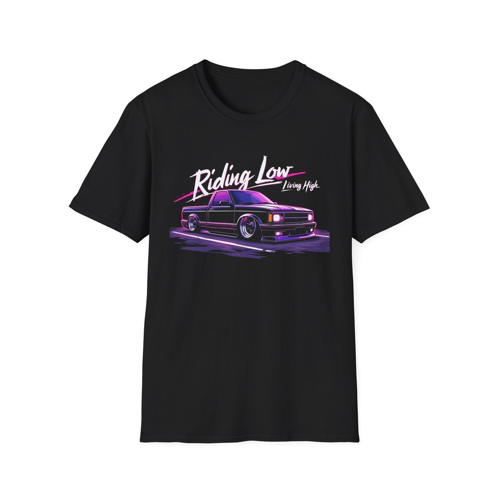 Chevy S10 Pickup T-Shirt Riding Low Living High Custom Mini Truck Graphic Tee