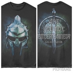 GLADIATOR Movie T-Shirt MAXIMUS BATTLE HELMET Official Merch 2 Side Stone Cotton