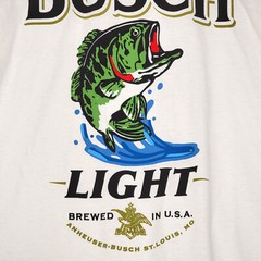 BUSCH LIGHT Beer Shirt Mens Small White Brew Fishing Bass Casual Hunting NWT
